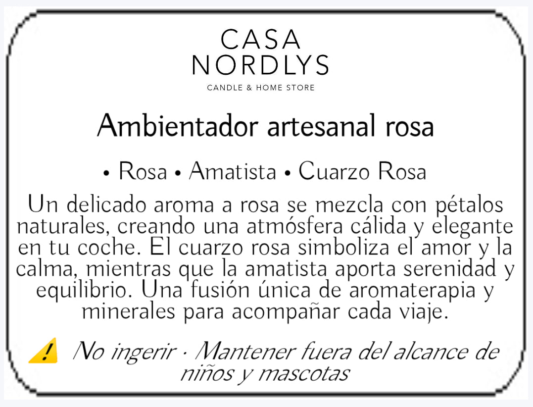 Ambientador de coche - Rosa, Amatista y Cuarzo Rosa