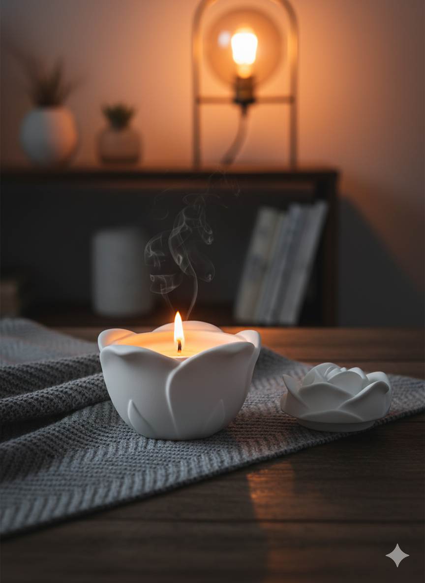 Vela aromática en cemento hecha a mano en Barcelona - cera de soja