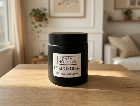 Vela aromática Petals & Cream – cera de soja hecha a mano