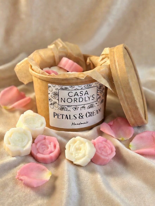 Pack Petals & Cream – Vela aromática + Wax melts de cera de soja