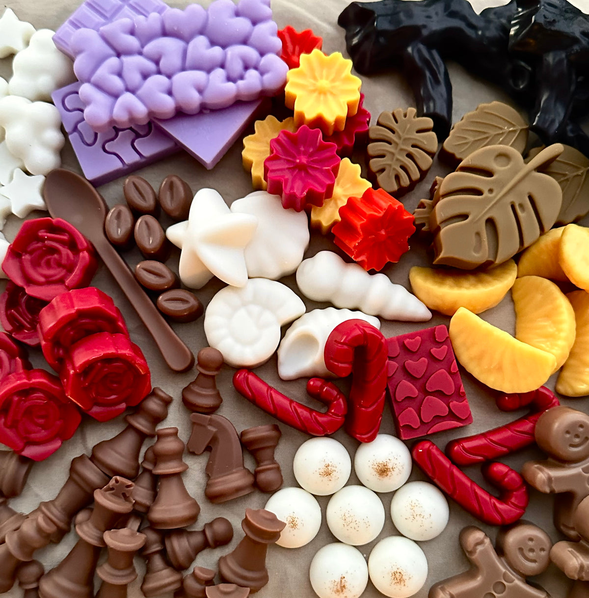 Wax melts de soja de diferentes formas y colores del Calendario de Adviento Casa Nordlys
